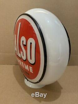 Vintage Calso Supreme Gas Pump Globe Light Glass Service Station Garage Gill