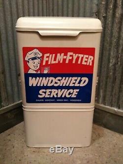 Vintage Calwis Film Fyter Gas Service Station Windshield Service Box Island sign