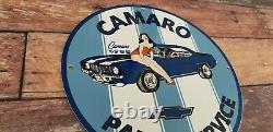 Vintage Camaro Porcelain Chevrolet 1969 Ss Gas Service Station Automobile Sign