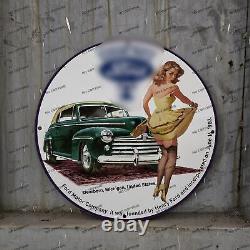 Vintage Car Pinupgirl Style Gas Station Service Man Cave Oil Porcelain Sign 001