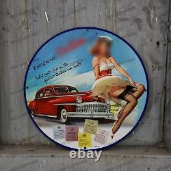 Vintage Car Pinupgirl Style Gas Station Service Man Cave Oil Porcelain Sign 011