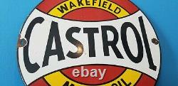 Vintage Castrol Motor Oil Porcelain Wakefield Gas Auto Service Station Pump Sign