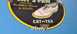 Vintage Cats Paw Shoes Porcelain General Store Gas Service Station Pump Sign