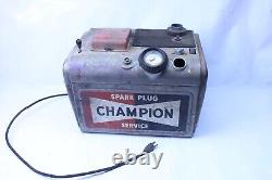 Vintage Champion Spark Plug Tester Cleaner Service Oil Gas Station Garage Sign