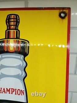 Vintage Champion Spark Plugs Porcelain Sign Car Auto Gas Station Oil Service