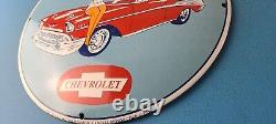 Vintage Chevrolet Porcelain Gas Auto Sales Service Station Dealership Pump Sign