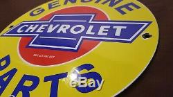 Vintage Chevrolet Porcelain Gas Oil Parts Service Station Dealer Bowtie Sign
