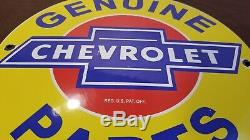 Vintage Chevrolet Porcelain Gas Oil Parts Service Station Dealer Bowtie Sign