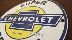 Vintage Chevrolet Porcelain Gas Oil Trucks Dealer Service Station Bowtie Sign