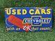 Vintage Chevrolet Porcelain Sign Certified Used Car Lot Gas Station Oil Service