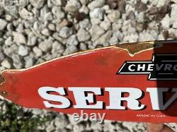 Vintage Chevrolet Porcelain Sign Chevy Service Door Plaque USA Oil Gas Station