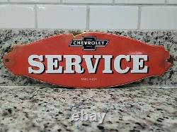 Vintage Chevrolet Porcelain Sign Gas Station Door Plaque Oil Service Garage Car