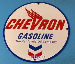 Vintage Chevron Gasoline Porcelain Gas Motor Oil Service Station Pump Plate Sign