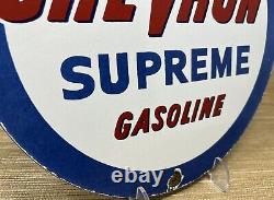 Vintage Chevron Gasoline Porcelain Sign Gas Station Pump Motor Oil Service