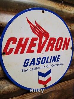 Vintage Chevron Porcelain Sign Gas Station Oil Service Repair Shop Car Truck USA