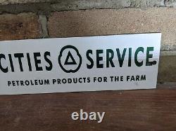 Vintage Cities Service Farm Gasoline Porcelain Gas Station Pump Sign 18x3.5