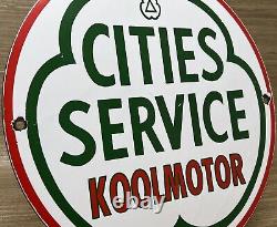 Vintage Cities Service Gasoline Porcelain Sign Koolmotor Gas Station Motor Oil