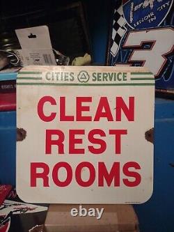 Vintage Cities Service Rest Rooms Porcelain Gas Station Oil Sign
