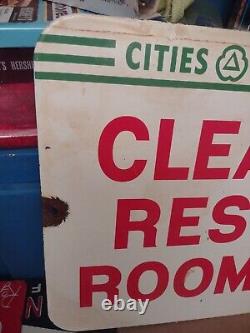 Vintage Cities Service Rest Rooms Porcelain Gas Station Oil Sign