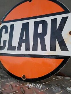 Vintage Clark Gas Station Porcelain Sign Oil Lubester Service Garage Pump Plate