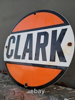 Vintage Clark Gas Station Porcelain Sign Oil Lubester Service Garage Pump Plate