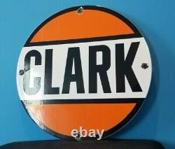 Vintage Clark Gasoline Porcelain Gas & Motor Oil Service Station Pump Plate Sign