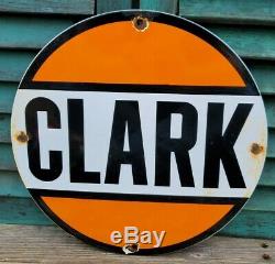 Vintage Clark Gasoline Porcelain Sign Gas Metal Service Station Pump Plate Ad