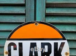 Vintage Clark Gasoline Porcelain Sign Gas Metal Service Station Pump Plate Ad