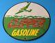 Vintage Clipper Gasoline Porcelain Gas Pump Plate Service Station Aircraft Sign