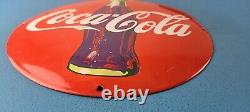 Vintage Coca Cola Porcelain Gas Service Station Pump Convex Button Sign