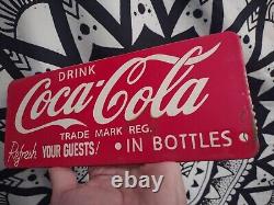 Vintage Coca-cola Porcelain Sign Gas Station Oil Service