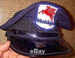 Vintage Collectible Mobil Oil Service Gas Station Attend Uniform Hat Cap Patch