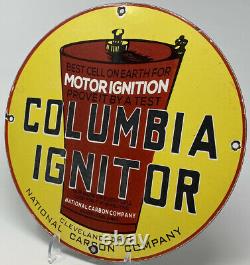 Vintage Columbia Ignitor Porcelain Sign Service Station Gasoline Motor Oil Gas