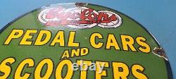 Vintage Cyclops Pedal Cars Porcelain Toys Scooters Gas Service Station Pump Sign