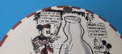 Vintage Dairy Milk Porcelain Mickey Minnie Mouse Gas Service Station Pump Sign
