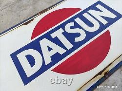 Vintage Datsun Porcelain Gas Pump Plate Auto Trucks Service Station Sales Sign