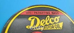 Vintage Delco Motor Oil Porcelain Gas Service Station Pump Plate Mccmillan Sign