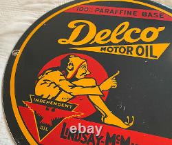 Vintage Delco Motor Oil Porcelain Sign Service Station Gas Independent Mcmillan