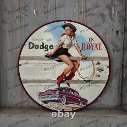 Vintage Dodge V8 Royal Girl Gasoline Porcelain Gas Service Station Pump Sign