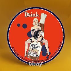 Vintage Drink Mount Kineo Gasoline Porcelain Gas Service Station Pump Plate Sign