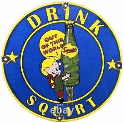 Vintage Drink Squirt Soda Pop Porcelain Sign Gas Station Pump Motor Oil Service