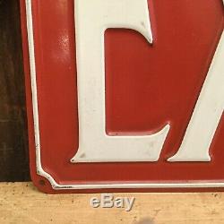 Vintage Embossed Industrial Plant Factory Gas Service Station Metal EXIT Sign