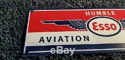 Vintage Esso Aviation Products Porcelain Gas Oil Service Station Pump Plate Sign