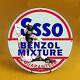 Vintage Esso Benzol Mixture Gasoline Porcelain Service Station Pump Plate Sign