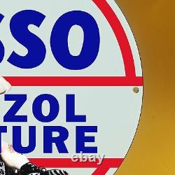 Vintage Esso Benzol Mixture Gasoline Porcelain Service Station Pump Plate Sign