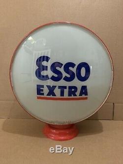 Vintage Esso Extra Gas Pump Globe Light Glass Lens Service Station Garage Tiger