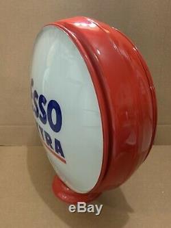 Vintage Esso Extra Gas Pump Globe Light Glass Lens Service Station Garage Tiger
