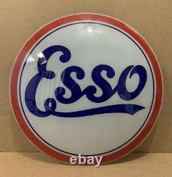 Vintage Esso Gas Pump Globe Light Glass Lens Service Station Garage Oil Sign