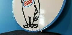 Vintage Esso Gasoline Porcelain 16 Oil Drop Boy Gas Service Station Pump Sign