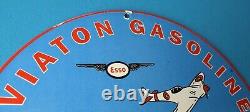 Vintage Esso Gasoline Porcelain Aviation Service Station Gas Oil Pump Plate Sign